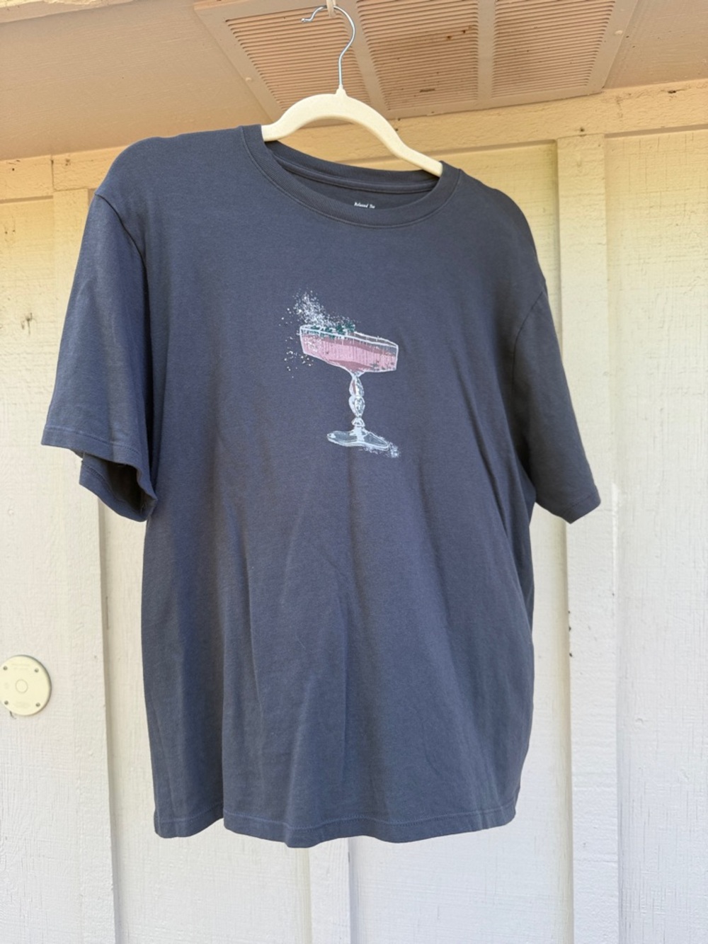 Abercrombie & Fitch Black Tee with Pink Cocktail Glass Graphic